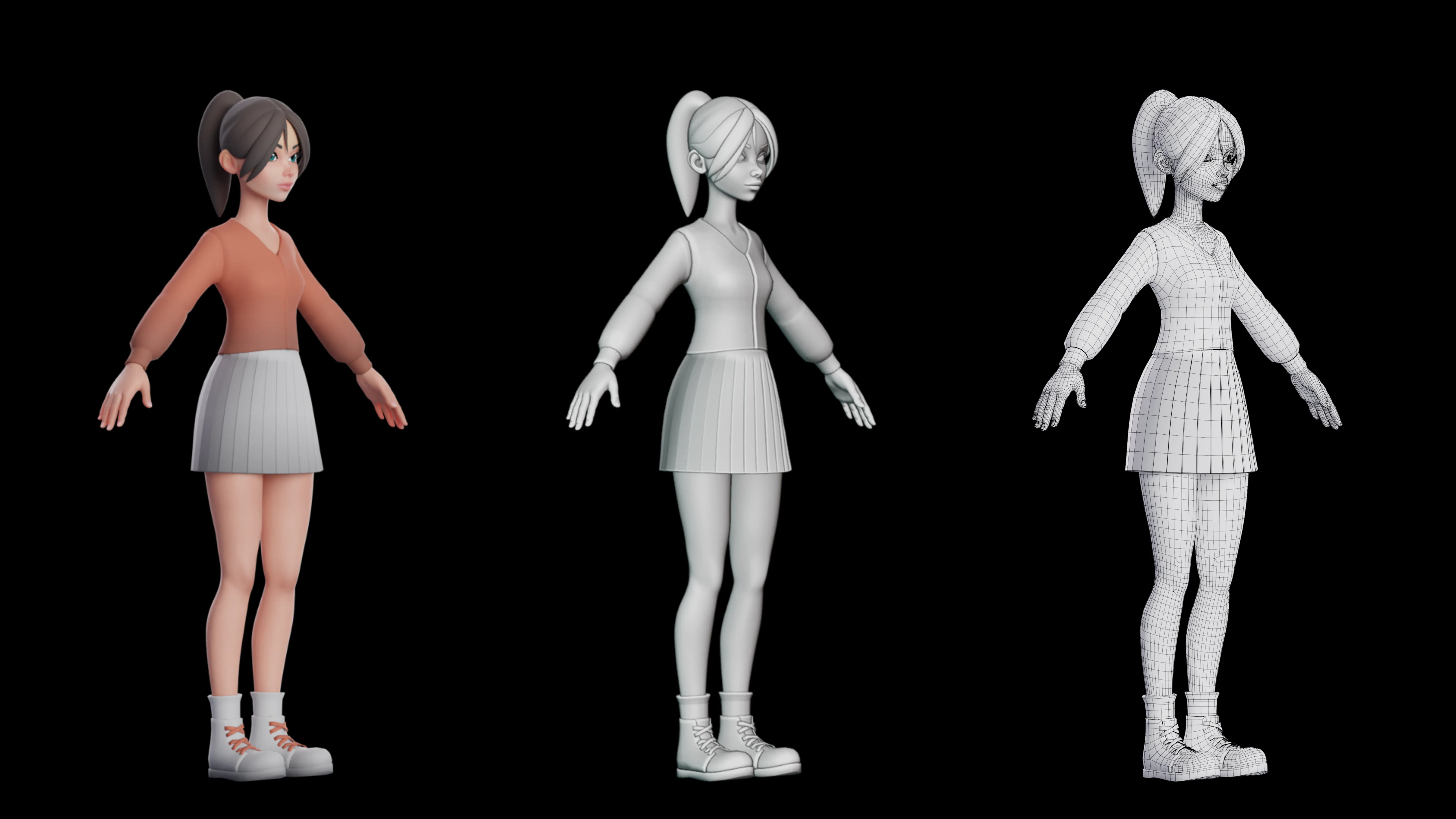 3D Female Teenager character showcase 2